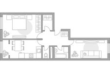 Планировка 2-комнатной квартиры, 55,35 м2