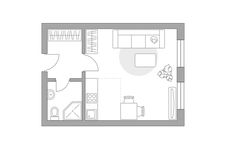 Планировка квартиры студии, 25,15 м2