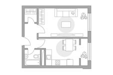Планировка 1-комнатной квартиры, 38,39 м2