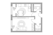 Планировка 1-комнатной квартиры, 36,58 м2