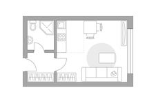 Планировка квартиры студии, 22,75 м2