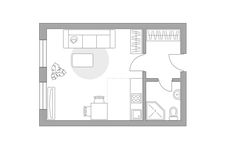 Планировка квартиры студии, 26,42 м2