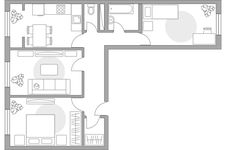 Планировка 3-комнатной квартиры, 69,26 м2