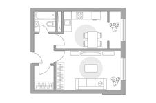 Планировка 1-комнатной квартиры, 34,43 м2