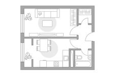 Планировка 1-комнатной квартиры, 35,1 м2