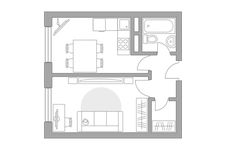 Планировка 1-комнатной квартиры, 32,27 м2