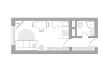 Планировка квартиры студии, 23,42 м2