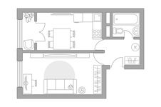 Планировка 1-комнатной квартиры, 37,35 м2