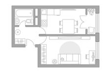 Планировка 1-комнатной квартиры, 37,35 м2
