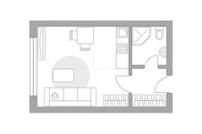 Планировка квартиры студии, 22,75 м2