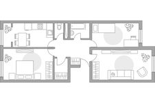 Планировка 3-комнатной квартиры, 73,46 м2