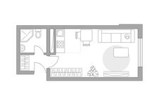 Планировка квартиры студии, 26,18 м2