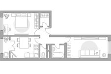 Планировка 2-комнатной квартиры, 54,15 м2