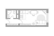 Планировка квартиры студии, 23,42 м2