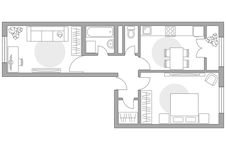Планировка 2-комнатной квартиры, 56,53 м2