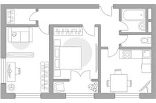 Планировка 2-комнатной квартиры, 54,31 м2