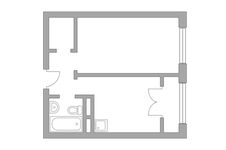 Планировка 1-комнатной квартиры, 33,44 м2