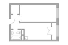 Планировка 1-комнатной квартиры, 41,12 м2