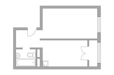 Планировка 1-комнатной квартиры, 37,35 м2