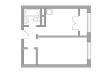 Планировка 1-комнатной квартиры, 33,25 м2