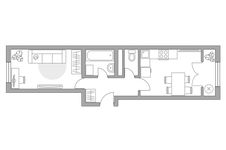 Планировка 1-комнатной квартиры, 37,48 м2