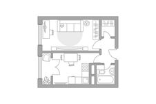 Планировка 1-комнатной квартиры, 34,07 м2