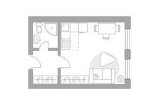 Планировка квартиры студии, 25,15 м2