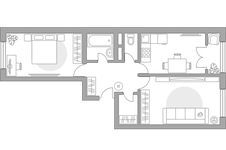 Планировка 2-комнатной квартиры, 55,35 м2