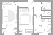 Планировка 2-комнатной квартиры, 50,19 м2