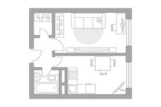 Планировка 1-комнатной квартиры, 31,67 м2