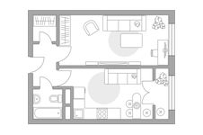 Планировка 1-комнатной квартиры, 41,12 м2