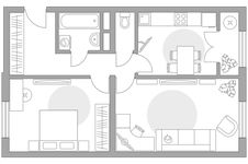 Планировка 2-комнатной квартиры, 54,4 м2