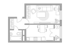 Планировка 1-комнатной квартиры, 37,35 м2