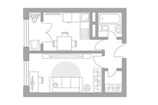 Планировка 1-комнатной квартиры, 32,83 м2