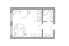 Планировка квартиры студии, 26,42 м2