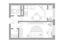 Планировка 1-комнатной квартиры, 36,91 м2