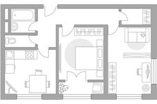Планировка 2-комнатной квартиры, 54,31 м2