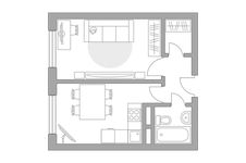 Планировка 1-комнатной квартиры, 32,27 м2