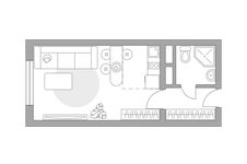 Планировка квартиры студии, 23,49 м2