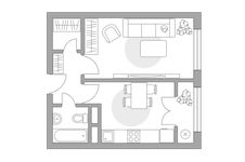 Планировка 1-комнатной квартиры, 34,07 м2