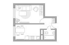 Планировка 1-комнатной квартиры, 29,42 м2
