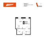 Планировка 1-комнатной квартиры, 34,8 м2
