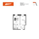 Планировка 1-комнатной квартиры, 34,1 м2