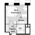 Планировка 1-комнатной квартиры, 28,2 м2