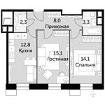 Планировка 2-комнатной квартиры, 55,6 м2