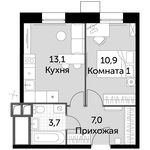 Планировка 1-комнатной квартиры, 34,7 м2