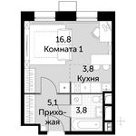 Планировка 1-комнатной квартиры, 29,5 м2