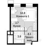 Планировка 1-комнатной квартиры, 26,4 м2