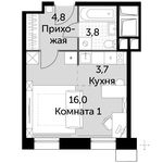 Планировка 1-комнатной квартиры, 28,3 м2