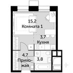 Планировка 1-комнатной квартиры, 27,4 м2